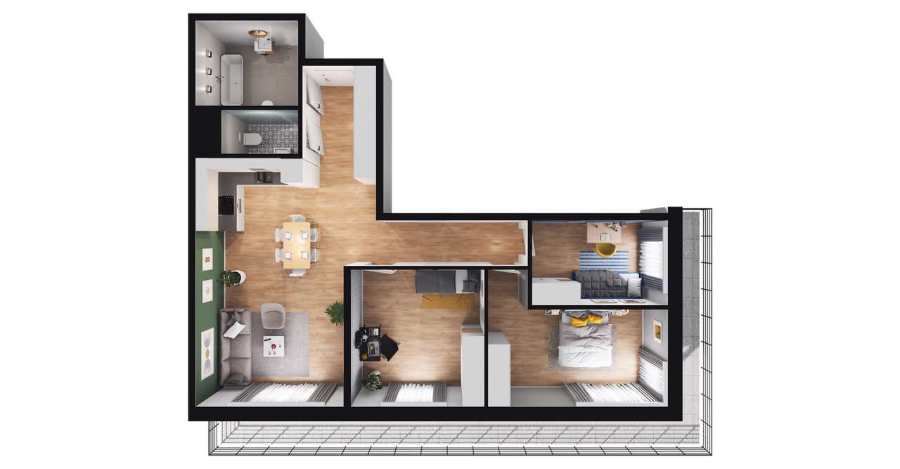 4-pokojowe mieszkanie 86m2 + balkon Bezpośrednio - Pełny obrazek: 2/8