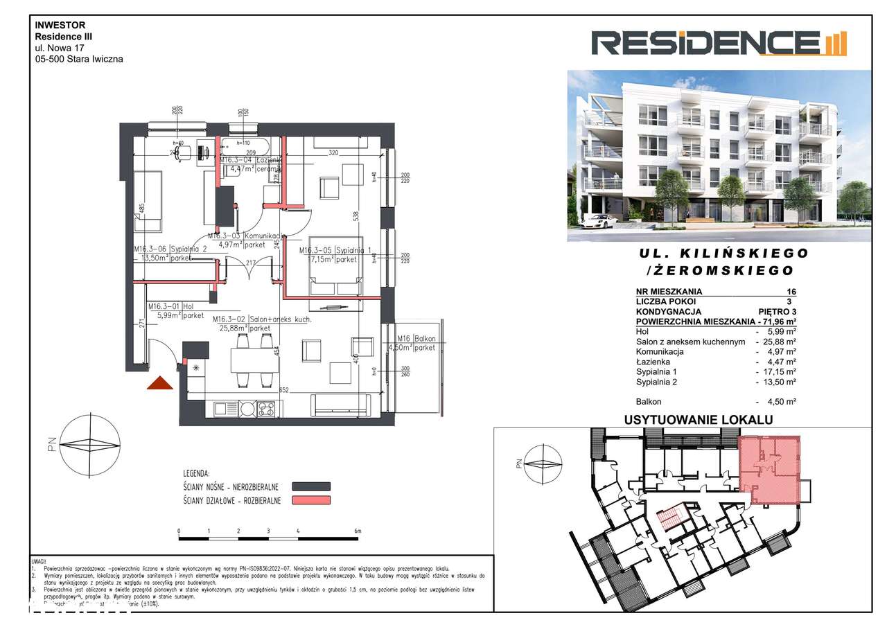 3-pokojowe mieszkanie 71m2 + balkon - Pełny obrazek: 2/7
