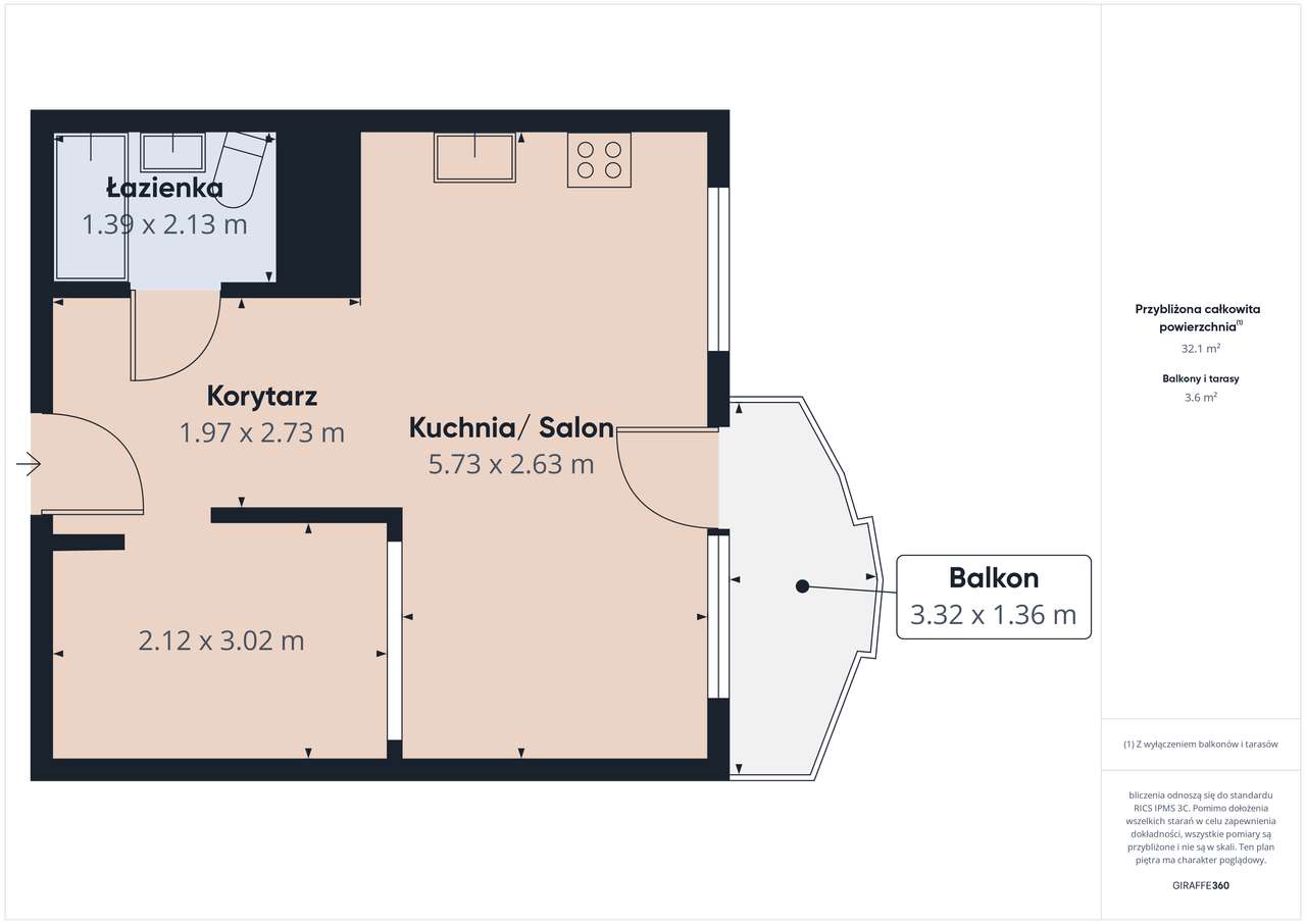 Ustawna kawalerka z sypialnią i balkonem, słoneczne i ciepłe-9