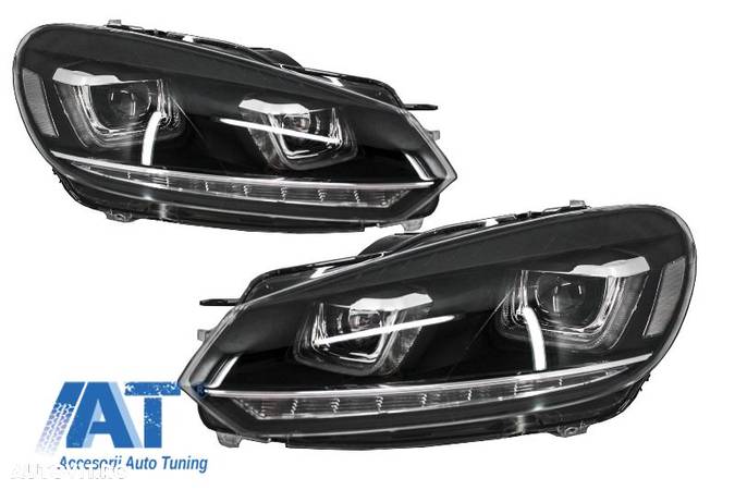 Faruri LED compatibile cu VW Golf 6 VI (2008-up) Design Golf 7 3D U Design Semnal LED Dinamic - 1