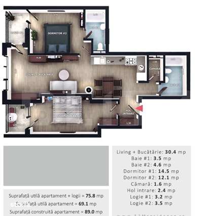 Apartament 3 camere, 2 bai, 2 balcoane, CF parcare subterana, boxa, Zo — fotografia 1