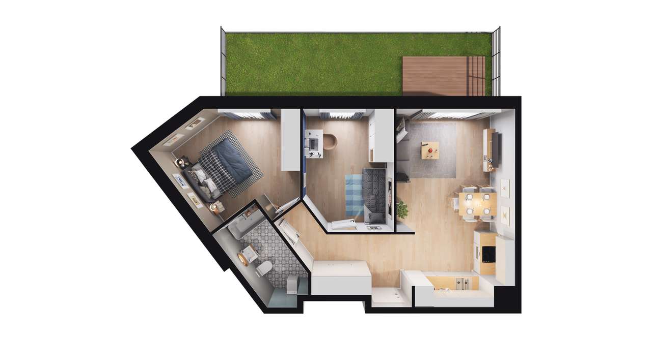 3-pokojowe mieszkanie 57m2 + ogródek Bez Prowizji - Pełny obrazek: 2/8