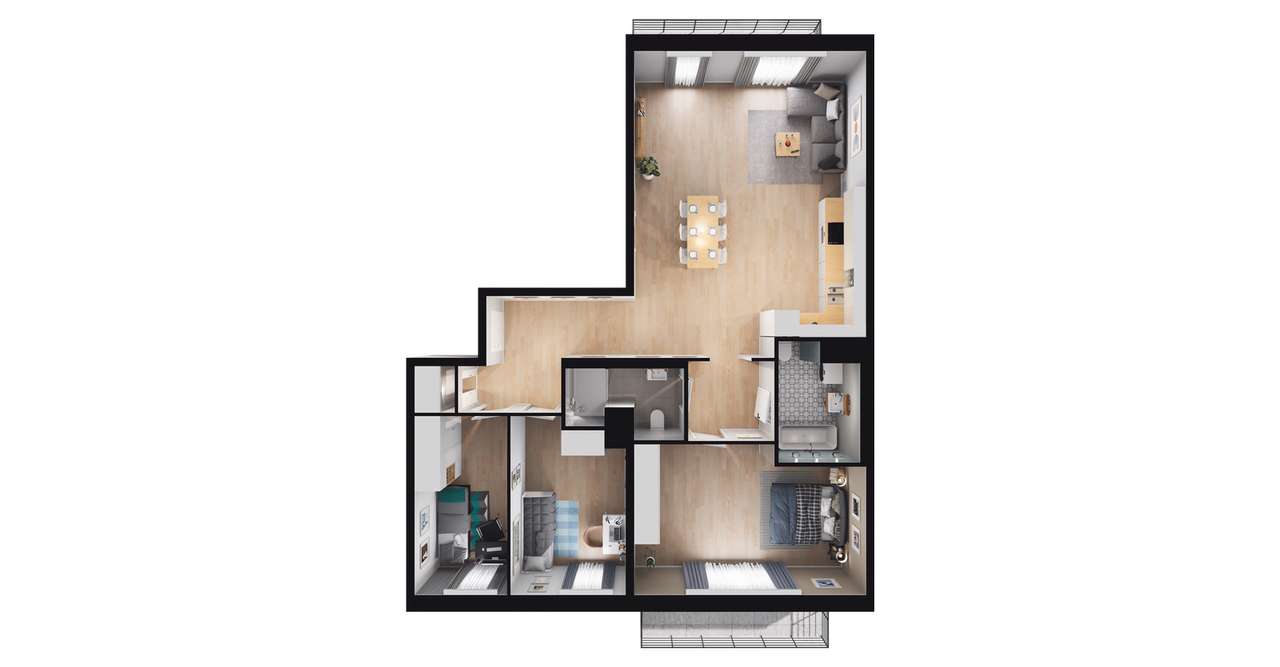 4-pokojowe mieszkanie 103m2 + 2 balkony - Pełny obrazek: 2/8
