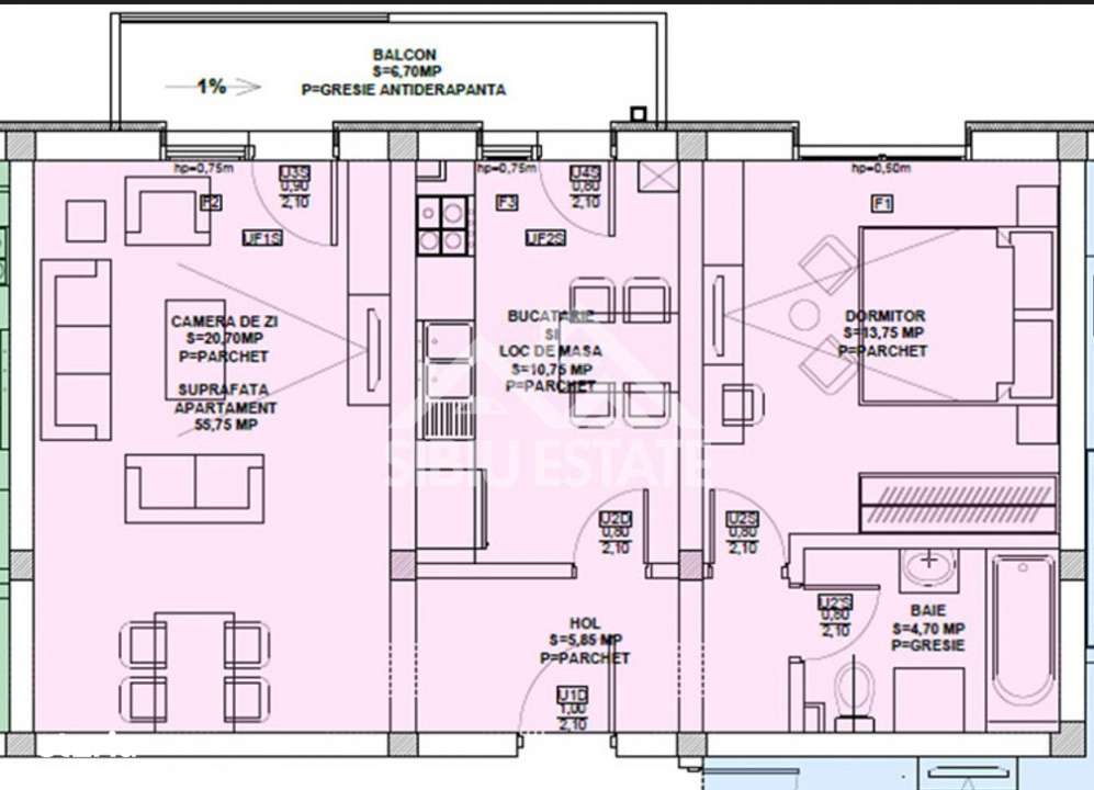 Apartament 2 camere decomandat cu gradina, Selimbar - Imagine principală: 4/9