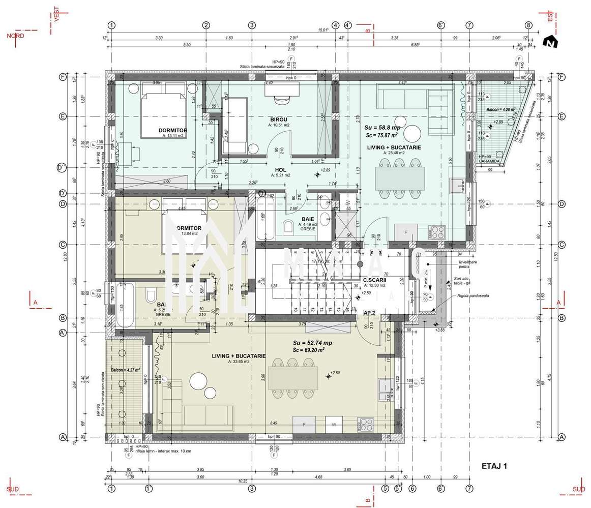 Apartament 2 camere I 53 mp I etaj 1 I Comision ZERO – Cartierul Arhit - Imagine principală: 4/9