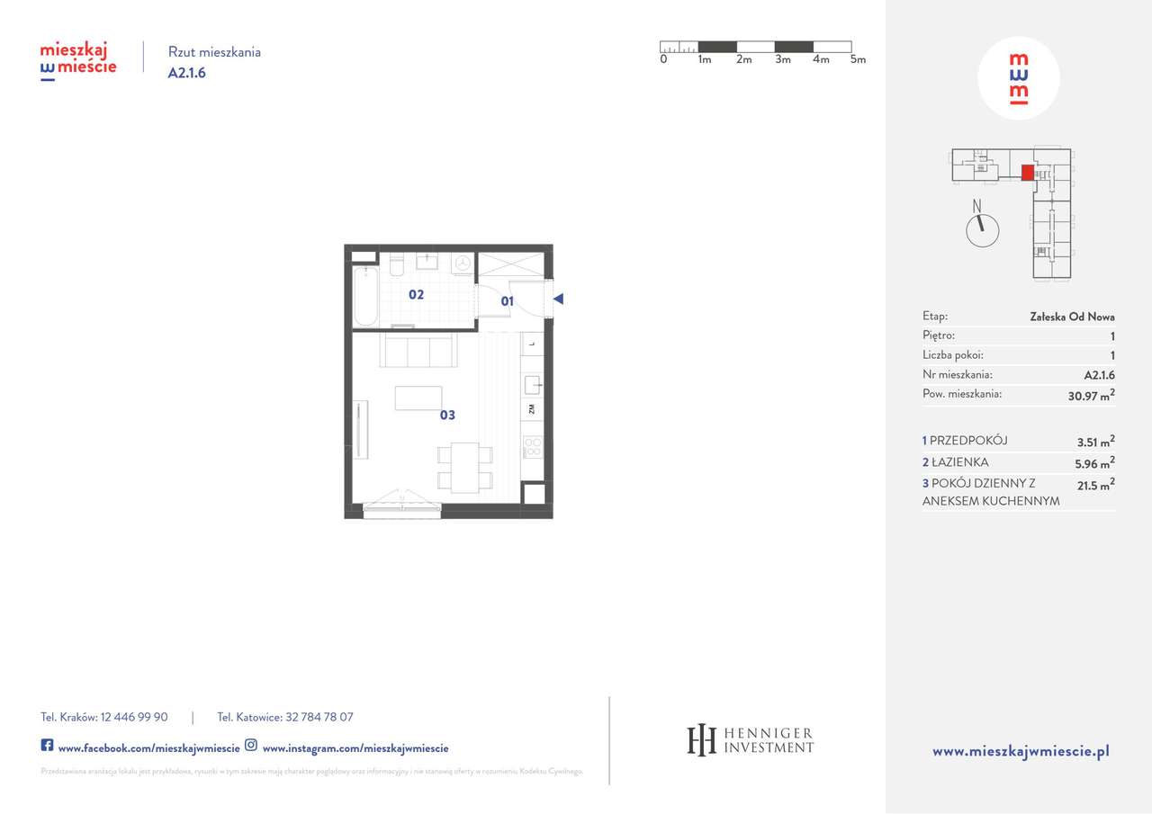1-pokojowe mieszkanie 30m2 Bez Prowizji - Pełny obrazek: 1/6