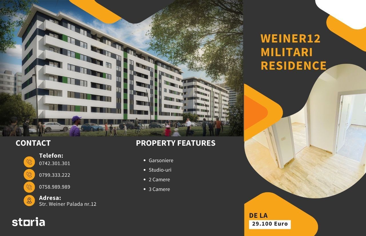 Apartament 3 camere decomandat 2 bai Militari Proiect Weiner12 Etaj 3