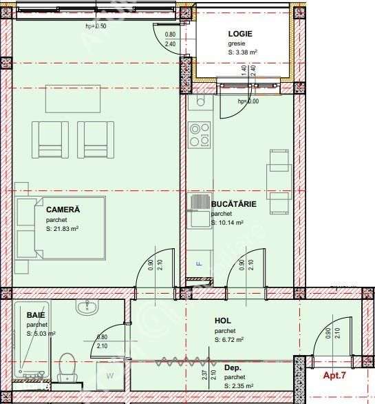 Garsoniera decomandata la cheie cu balcon zona Pictor Brana - Imagine principală: 5/7