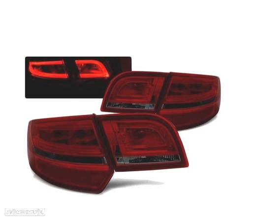 FAROLINS TRASEIROS LED PARA AUDI A3 8P SPORTBACK 04-08 LED BAR" RED SMOKED VERMELHO FUMADO ESCURECID - 1