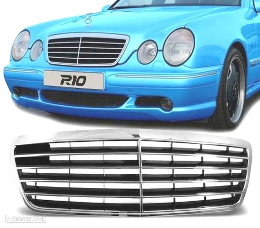 GRELHA FRONTAL PARA MERCEDES E W210 00-02 CROMADA - 1