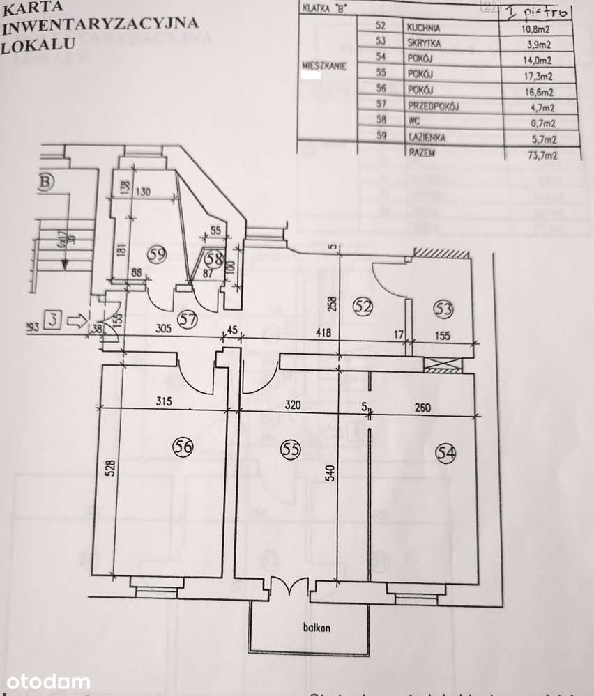 Mieszkanie  73,70 m² + balkon, piwnica – duży potencjał aranżacyjny!
