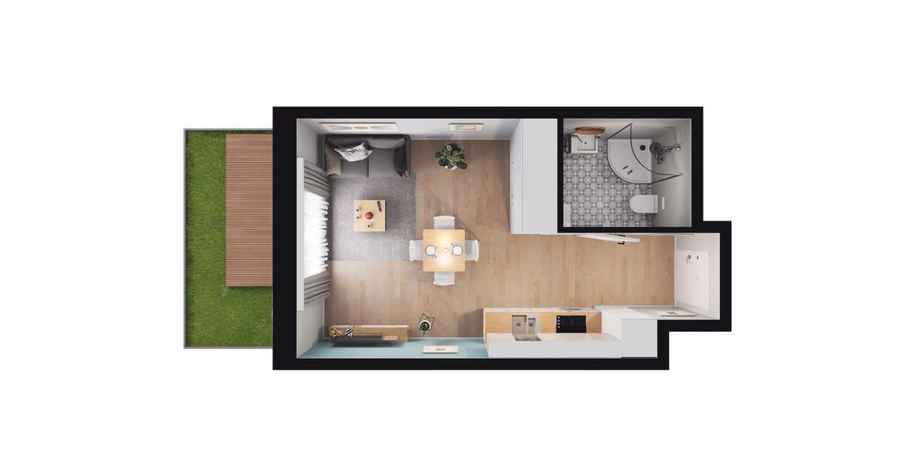 1-pokojowy apartament inwestycyjny 25m2 + ogródek - Pełny obrazek: 2/8