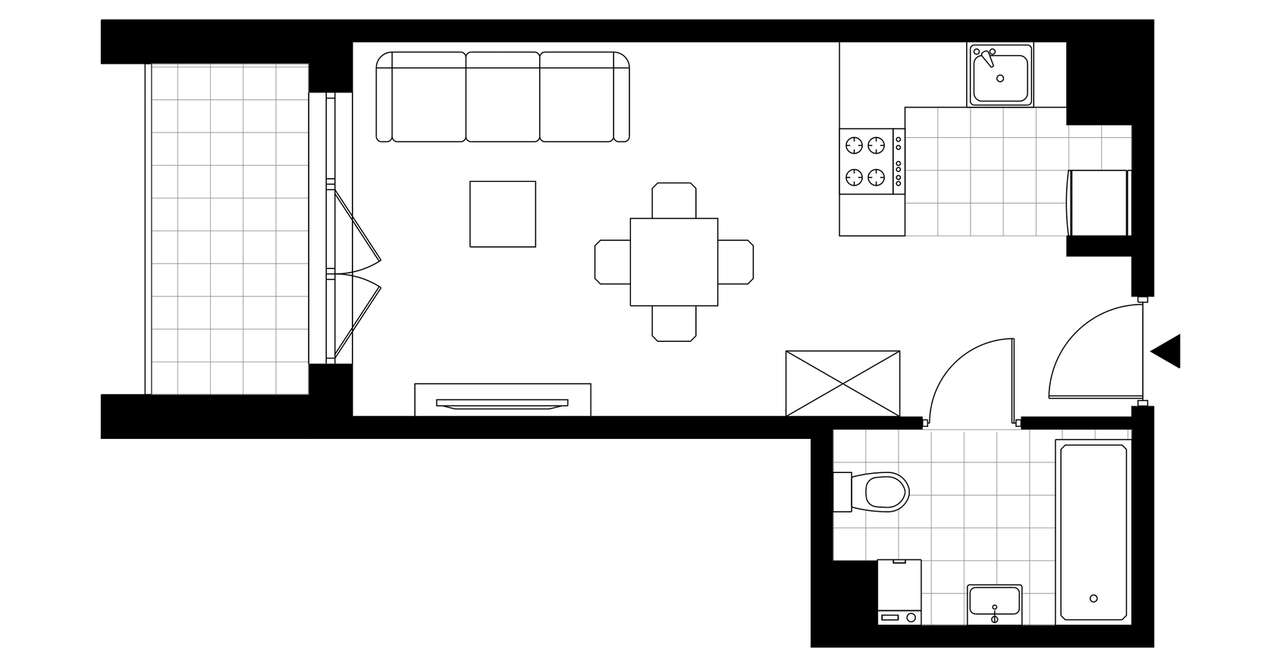 1-pokojowe mieszkanie 29 m² + loggia Bez Prowizji – pohled 3
