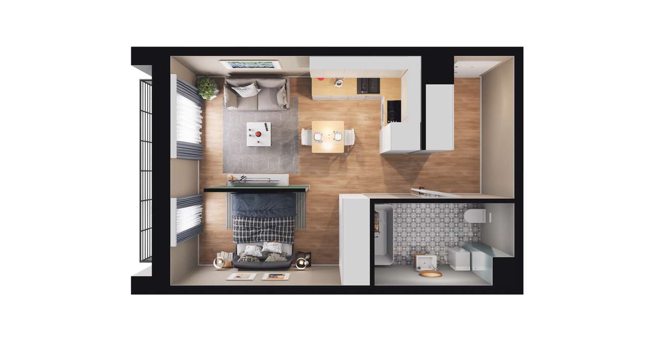 1-pokojowe mieszkanie 34m2 + balkon Bez Prowizji - Pełny obrazek: 2/8