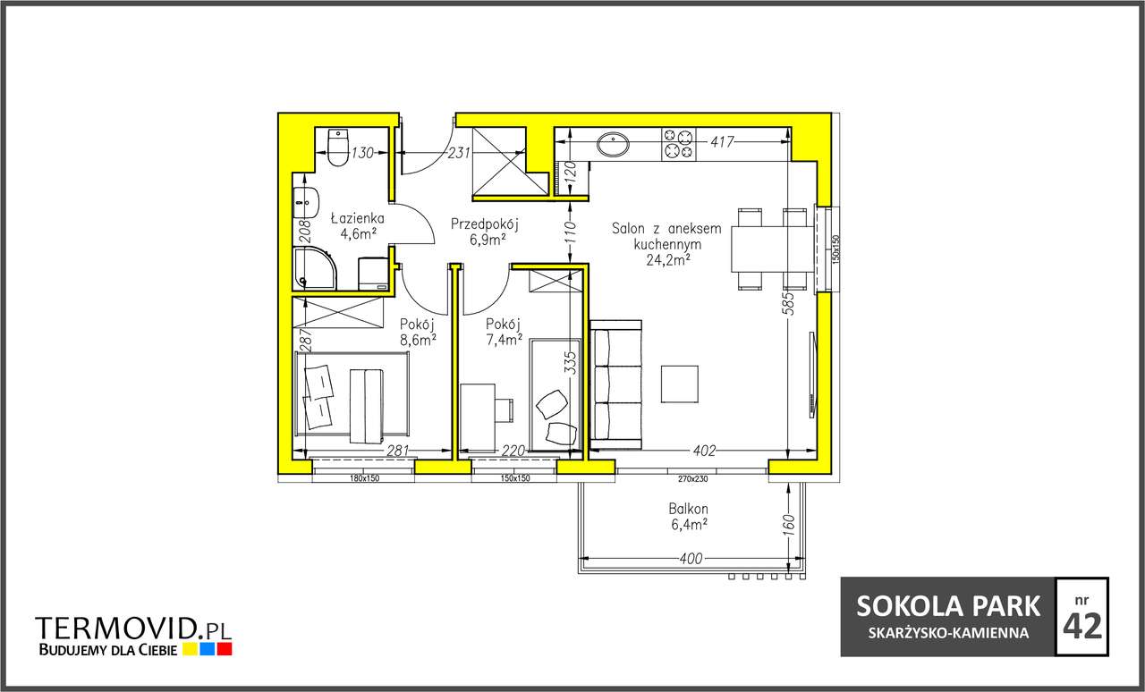 Mieszkanie 52 mkw - Sokola PARK 42-1