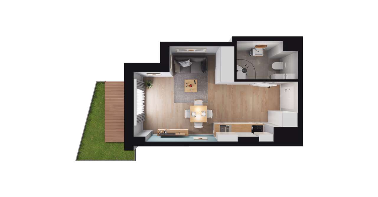 1-pokojowy apartament inwestycyjny 25m2 + ogródek - Pełny obrazek: 2/8