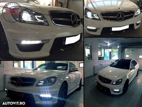 Ansamblu Bara Fata Mercedes C-Class W204 Facelift (2012-2014) C63 Design cu Faruri- livrare gratuita - 7