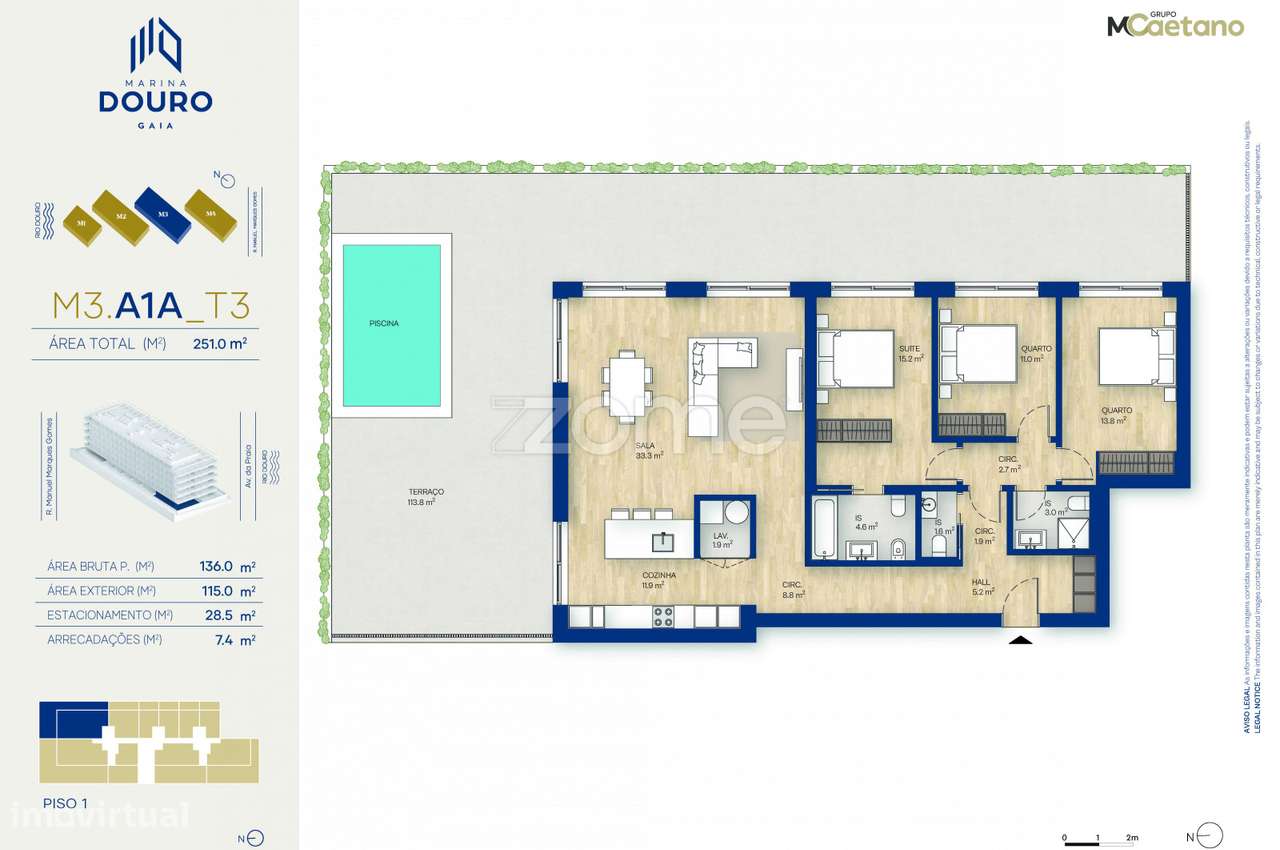 T3 na Afurada - Canidelo em V.N.Gaia no Marina Douro - Grande imagem: 3/45
