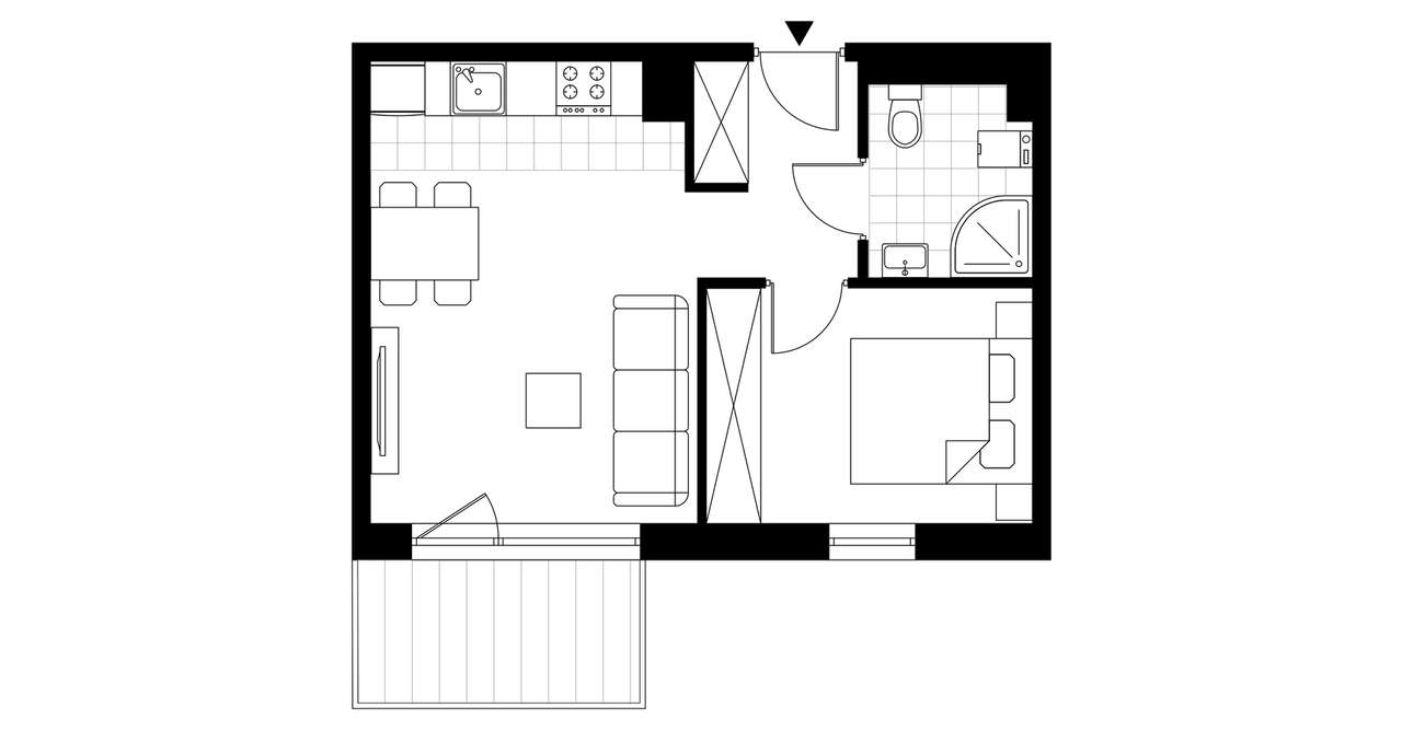 Mieszkanie L13 | 34,4 m² | 2 pok. | Taras - Pełny obrazek: 4/9