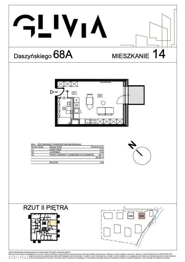 Mieszkanie A14 - przytulna kawalerka w centrum Gliwic - Pełny obrazek: 2/8