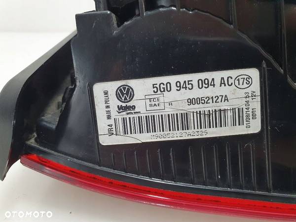 VW GOLF VII 2016r LAMPA TYŁ PRAWA BŁOTNIK KLAPA LAMPY SUPER STAN 5G0945096 - 16