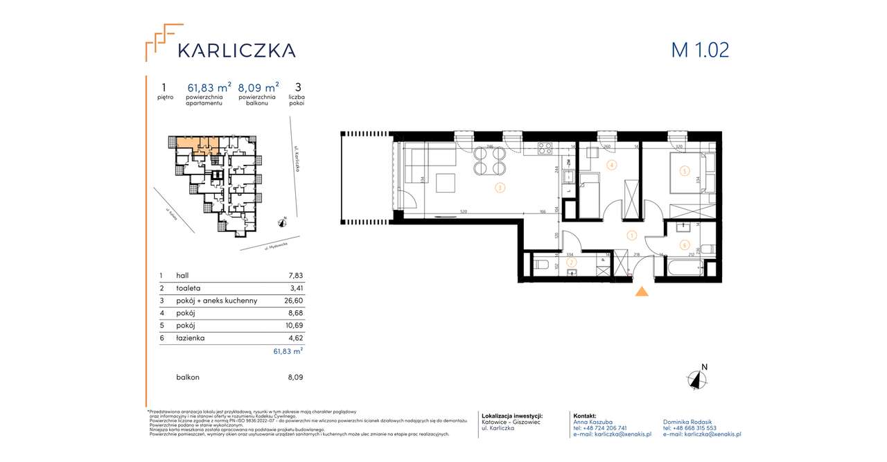 Karliczka | mieszkanie 3-pok. | A.1.02 - Pełny obrazek: 2/7
