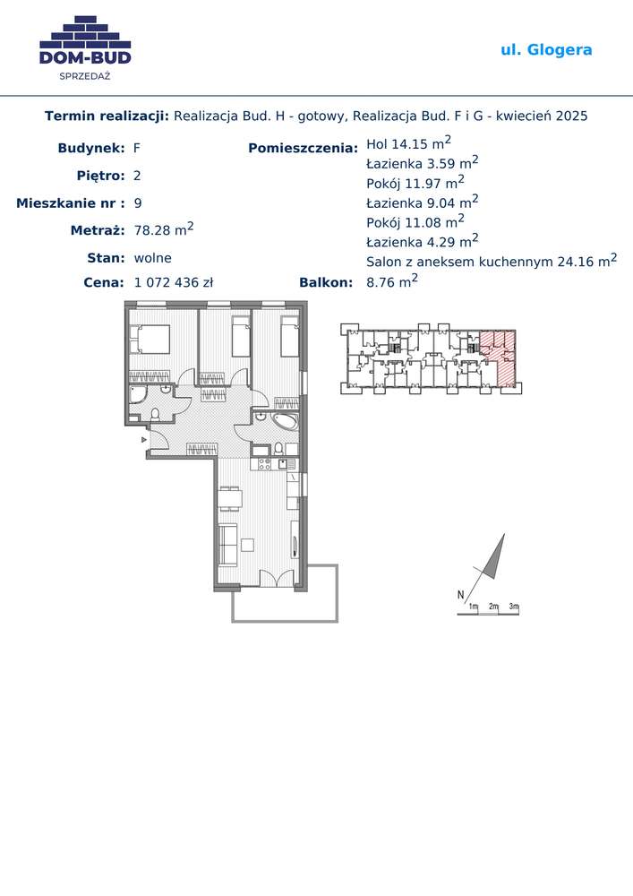 ul. Glogera | mieszkanie 4-pok. | F_9 - Pełny obrazek: 2/9