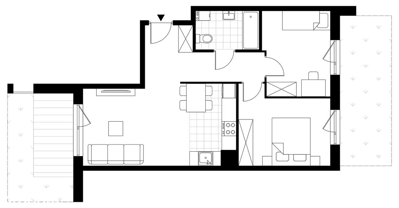 3-pokojowe mieszkanie 55m2 + 2 ogródki - Pełny obrazek: 3/8