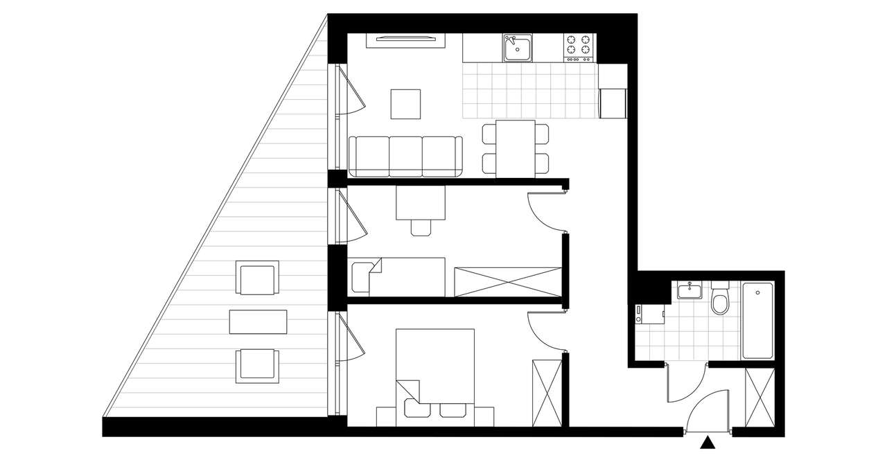 3-pokojowe mieszkanie 35m2 + loggia - Pełny obrazek: 3/8