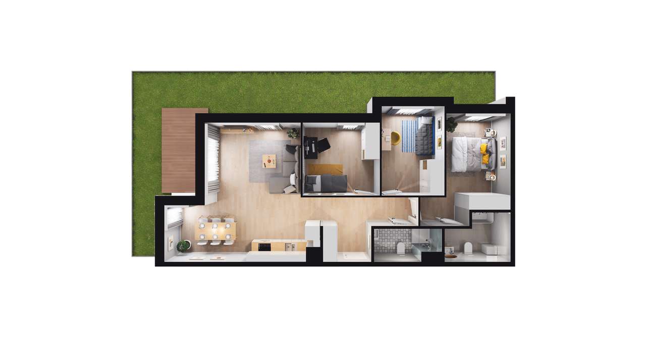 4-pokojowe mieszkanie 80m2 + ogródek - Pełny obrazek: 2/8