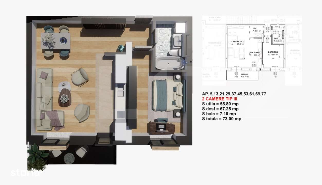 Comision 0% la cumparator! Apartament 2 camere, 63 mp, Satina Park - Imagine principală: 1/7