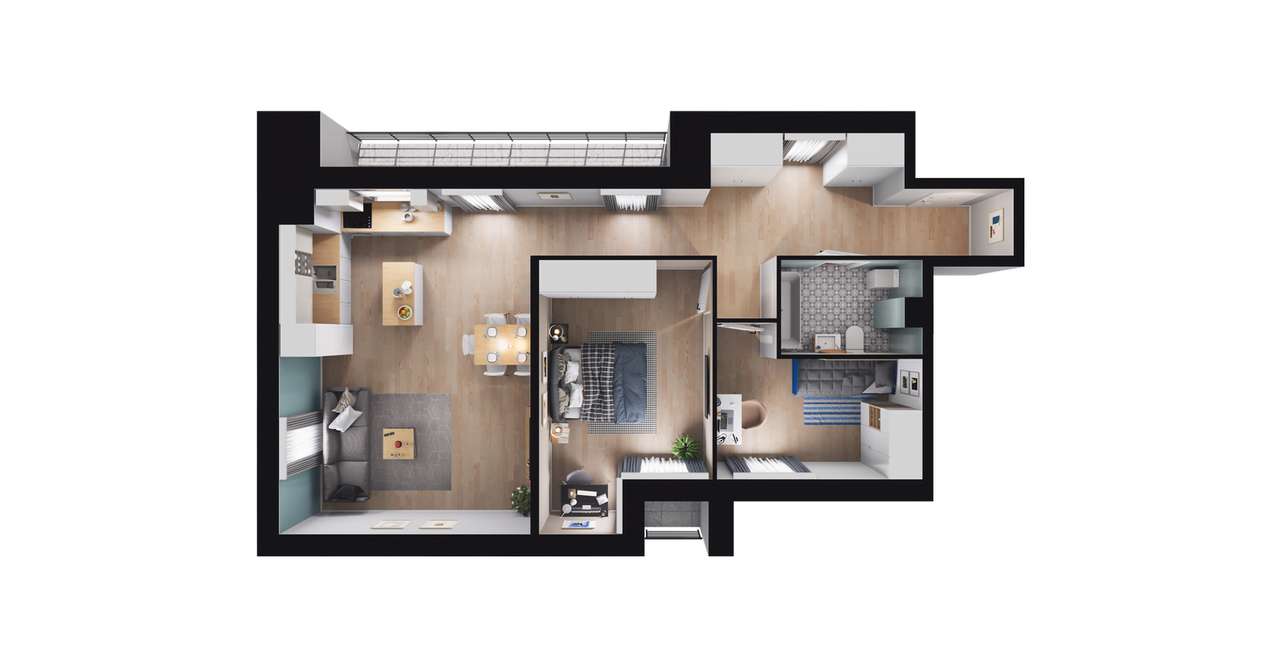 3-pokojowe mieszkanie 71m2 + loggia Bezpośrednio - Pełny obrazek: 2/8