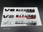 Set embleme Mercedes V8 Biturbo 4Matic+ Negru Roșu Crom - 2