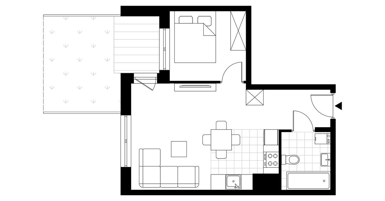 2-pokojowe mieszkanie 37m2 + ogródek - Pełny obrazek: 3/8