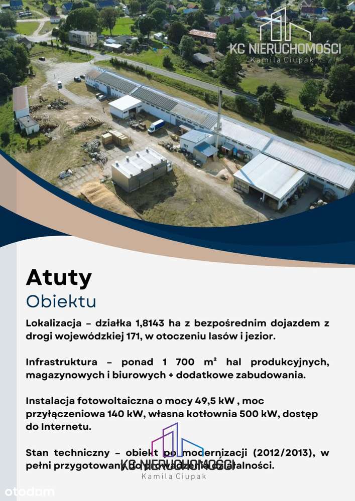 Kompleks przemysłowy 1590m2* 1,8 ha przy Dw171-1