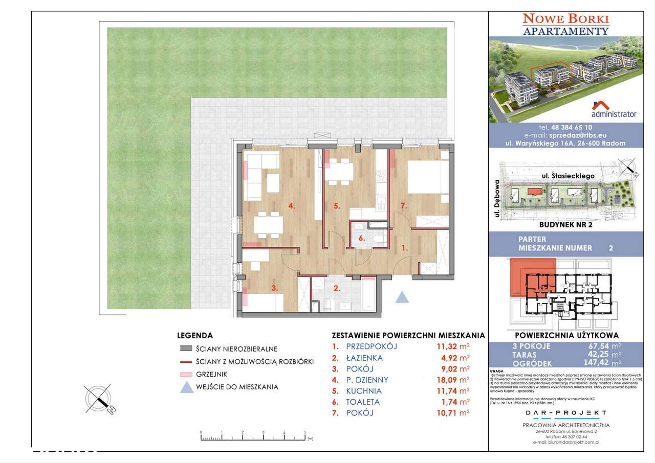 3-pokojowe mieszkanie 67m2 + ogródek Bezpośrednio - Pełny obrazek: 2/6