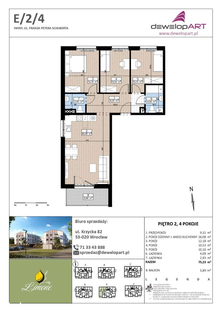 4-pokojowe mieszkanie 75m2 + balkon Bez Prowizji - Pełny obrazek: 2/7