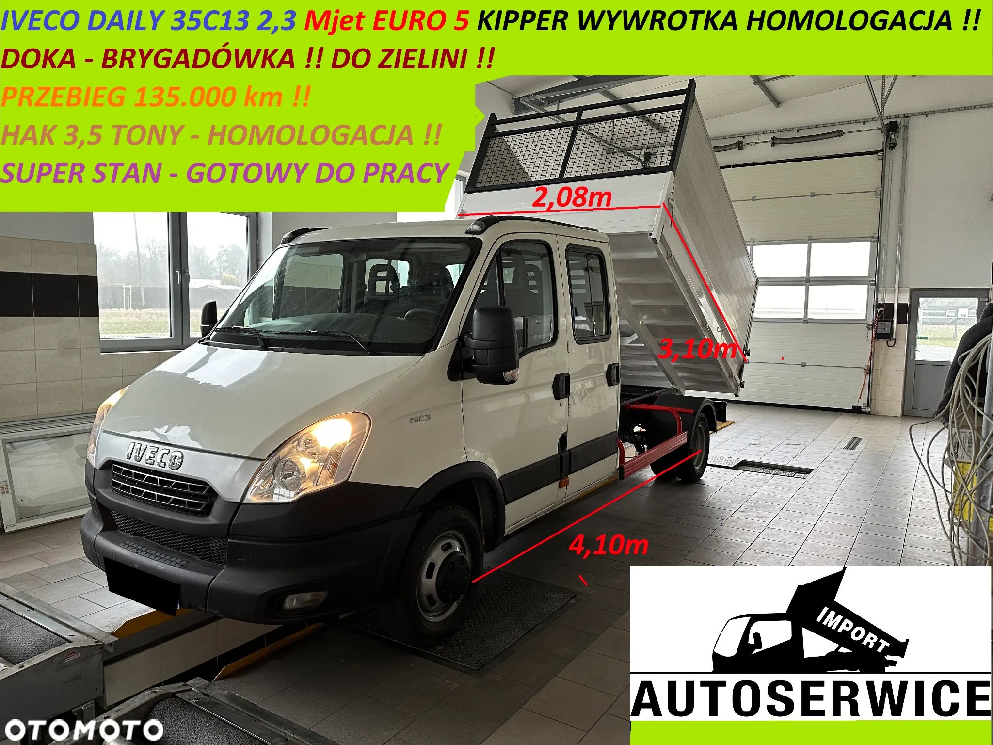 Iveco DAILY 35C13 23 Mjet Doka Kipper WYWROTKA Homologacja DMC 3500kg - 1