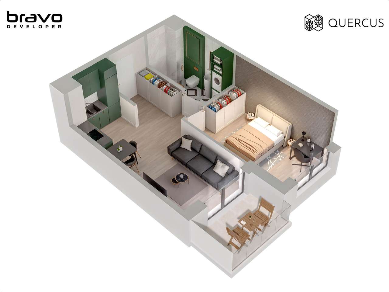 Quercus C.8.A 2 pokoje i balkon 5,1 m²