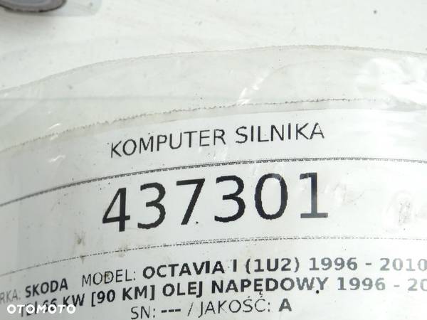KOMPUTER SILNIKA SKODA OCTAVIA I (1U2) 1996 - 2010 1.9 TDI 66 kW [90 KM] olej napędowy 1996 - 2010 - 5