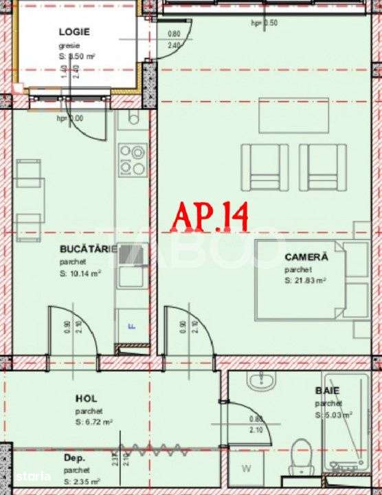 Garsoniera decomandata de vanzare 47 mpu loc de parcare logi Selimbar - Imagine principală: 3/4