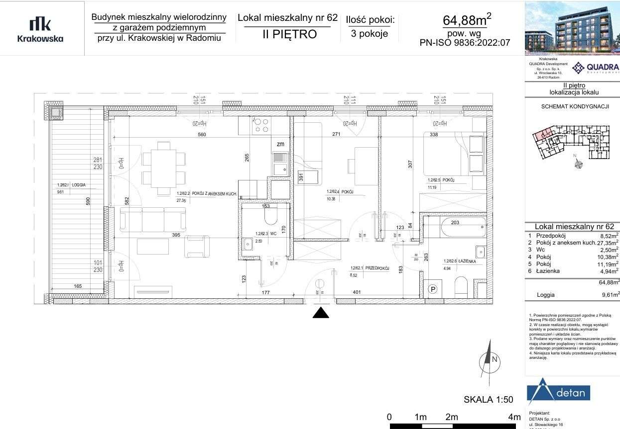 KRAKOWSKA | mieszkanie 3-pokojowe | M62 - Pełny obrazek: 2/9