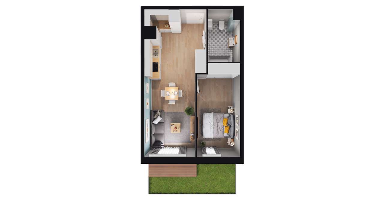 2-pokojowe mieszkanie 39m2 + ogródek Bezpośrednio - Pełny obrazek: 2/8