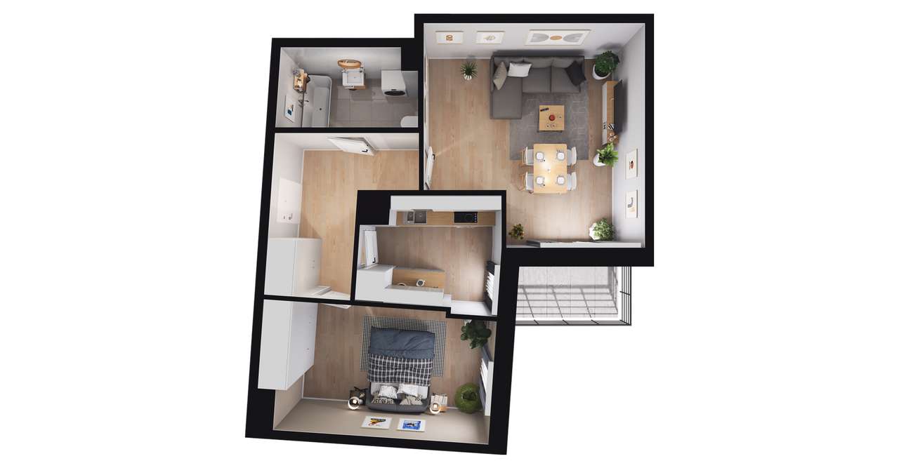 2-pokojowe mieszkanie 50m2 + balkon Bez Prowizji - Pełny obrazek: 2/8