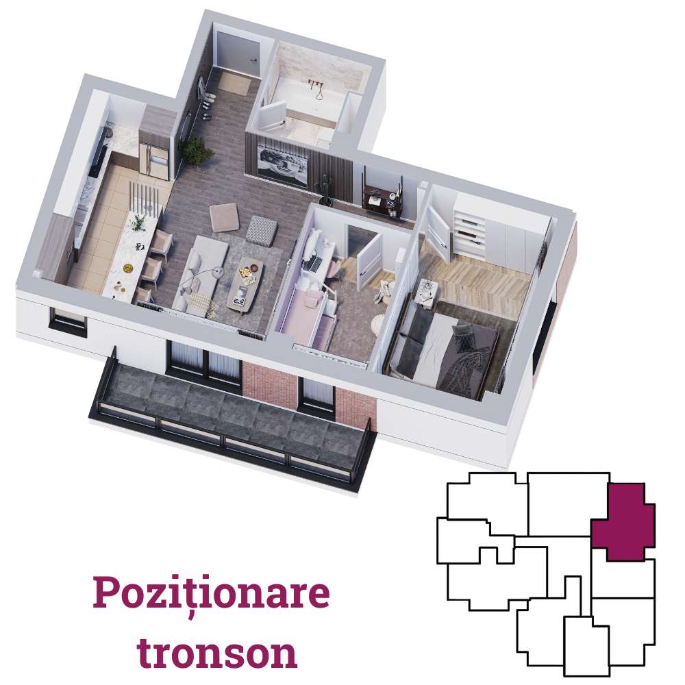 TAXE NOTARIALE CADOU - Onyx Residence - Apartament 2 camere + birou - Imagine principală: 3/20