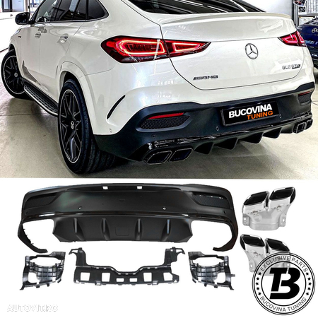 Difuzor Bara Spate cu Ornamente compatibil cu Mercedes GLE Coupe C167 GLE63 Design - 1