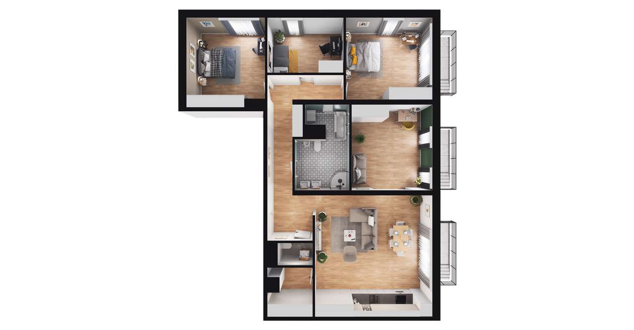 5-pokojowe mieszkanie 126m2 + 3 balkony - Pełny obrazek: 2/8