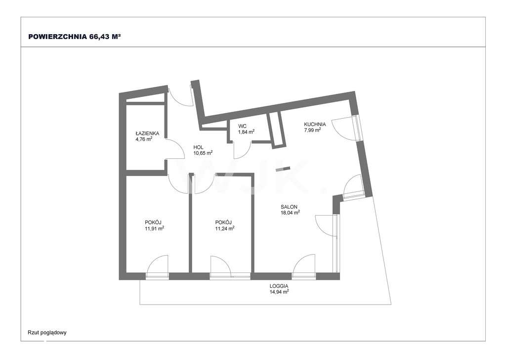 66m2, 3 pokoje, ul.Kłopot, Arkadia-16