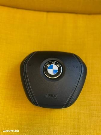 Volan individual bmw seria 7 G11 G12 730d 730xd 740xd 750i M  piele cu inserție de lemn mahon Piano black  dețin si airbagul la alt pret - 8