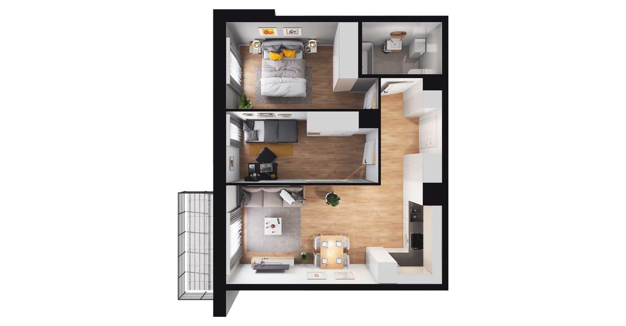 3-pokojowe mieszkanie 51m2 + balkon Bez Prowizji - Pełny obrazek: 2/8